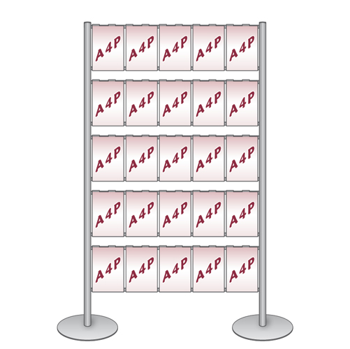 Upright ladder display 25x A4P large bases